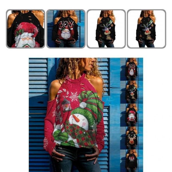 women's blouses & shirts casual blouse ripped holes skin-friendly off shoulder santa claus print christmas women for home, White
women's blouses & shirts casual blouse ripped holes skin-friendly off shoulder santa claus print christmas women for home, White