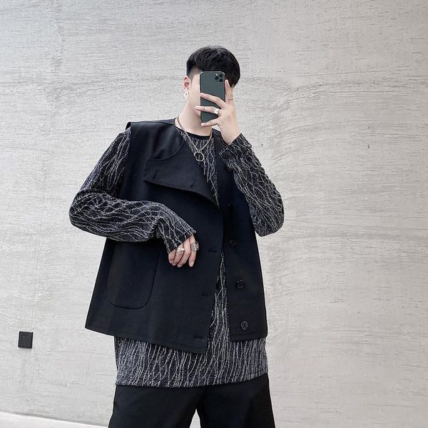 men's vests male japan harajuku streetwear short style sleeveless coat waistcoat outerwear men asymmetry placket vintage casual vest ja, Black;white
men's vests male japan harajuku streetwear short style sleeveless coat waistcoat outerwear men asymmetry placket vintage casual vest ja, Black;white