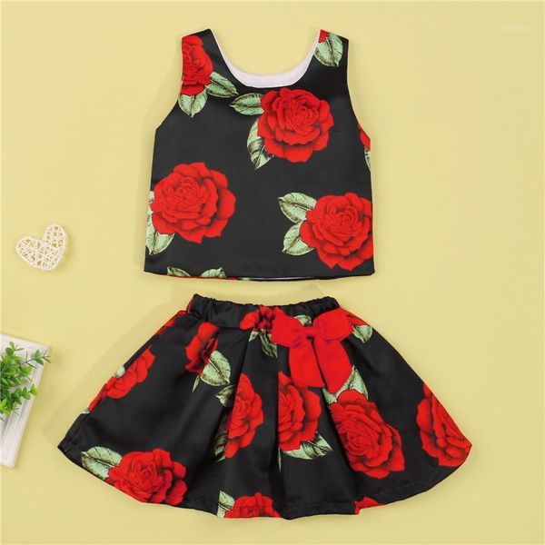 clothing sets girls rose print clothes set sleeveless o-neck + large hem skirt with bow-knot 1-6 years, White
clothing sets girls rose print clothes set sleeveless o-neck + large hem skirt with bow-knot 1-6 years, White