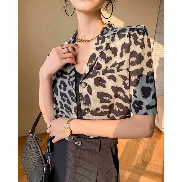 women's suits & blazers short sleeved jackets, leopard fashion, and loose informal clothes, summer 2021, White;black
women's suits & blazers short sleeved jackets, leopard fashion, and loose informal clothes, summer 2021, White;black