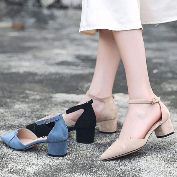 dress shoes female pumps pointed flock thick suede sandals design low high heel 5cm word buckle, Black
dress shoes female pumps pointed flock thick suede sandals design low high heel 5cm word buckle, Black