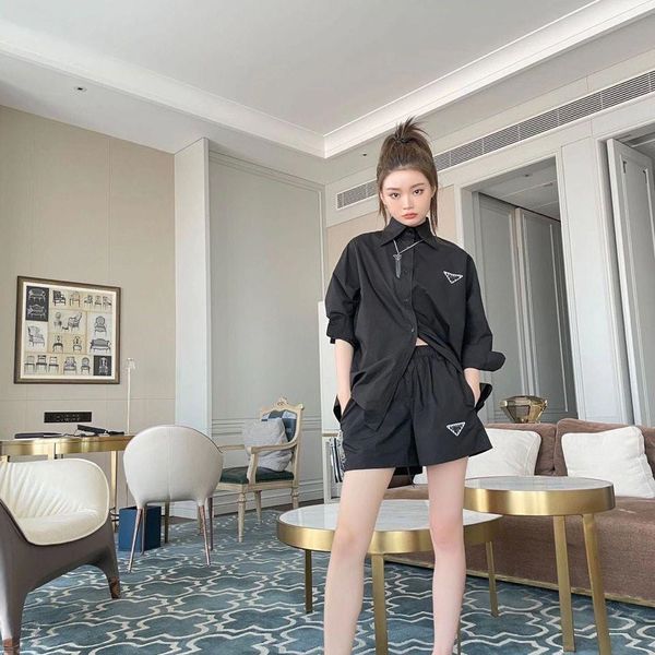 brand women's two piece pants set tracksuits summer inverted triangle collar mid sleeve shirt with loose shorts casual suit women, White
brand women's two piece pants set tracksuits summer inverted triangle collar mid sleeve shirt with loose shorts casual suit women, White