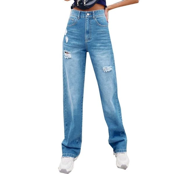women's jeans women high waist baggy vintage washed distressed ripped hole denim pants harajuku wide leg casual loose trousers, Blue
women's jeans women high waist baggy vintage washed distressed ripped hole denim pants harajuku wide leg casual loose trousers, Blue