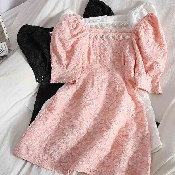 casual dresses elegant retro beaded square neck puff short-sleeved thin dress spring summer korean wrinkled pattern bag hip female, Black;gray
casual dresses elegant retro beaded square neck puff short-sleeved thin dress spring summer korean wrinkled pattern bag hip female, Black;gray