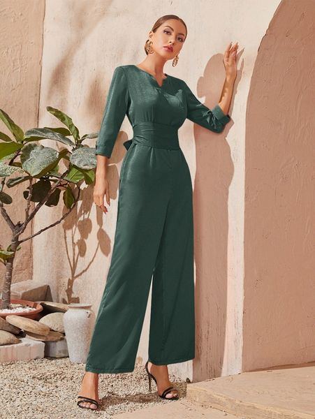 notch neck tie back satin jumpsuit n0jn#, White 
notch neck tie back satin jumpsuit n0jn#, White