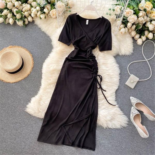 casual dresses women summer dress v-neck short sleeve drawstring folds high waist slim midi woman sundress female clothes 2021, Black;gray
casual dresses women summer dress v-neck short sleeve drawstring folds high waist slim midi woman sundress female clothes 2021, Black;gray