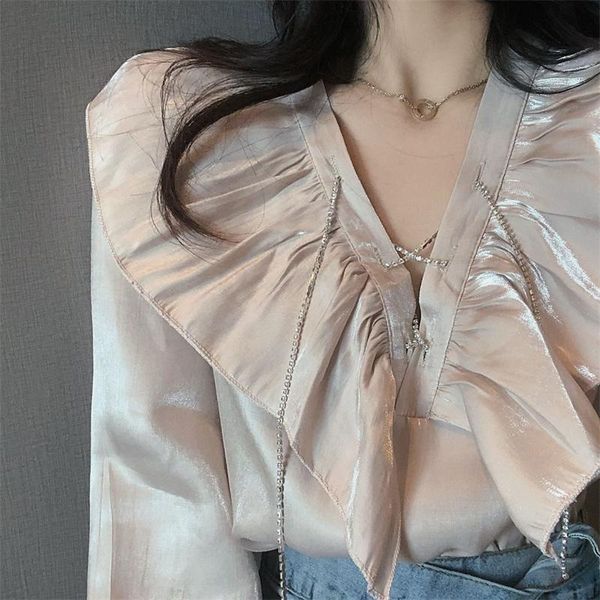 women's blouses & shirts autumn long sleeve blouse office ladies shirt korean fashion clothing v-neck ruffles vintage women straight c, White
women's blouses & shirts autumn long sleeve blouse office ladies shirt korean fashion clothing v-neck ruffles vintage women straight c, White