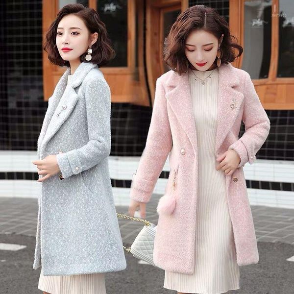 women's wool & blends fashionfaux mink woolen coat autumn and winter mid-length fleece women beaded elegant outerwear, Black
women's wool & blends fashionfaux mink woolen coat autumn and winter mid-length fleece women beaded elegant outerwear, Black