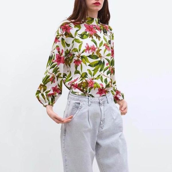 women's blouses & shirts women shirt and blouse spring 2021 fashion tropical floral prints breathable linen material clothing blusa fem, White
women's blouses & shirts women shirt and blouse spring 2021 fashion tropical floral prints breathable linen material clothing blusa fem, White