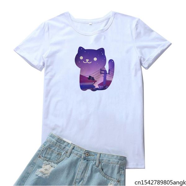 women's t-shirt starry sky cats pattern lovely print women casual goth graphic femme fashion, White
women's t-shirt starry sky cats pattern lovely print women casual goth graphic femme fashion, White