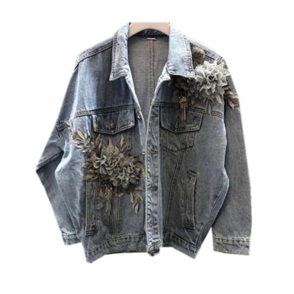 women's jackets 2021 fashion autumn fringed three-dimensional flower bat long sleeve loose denim jacket female tide h003, Black;brown
women's jackets 2021 fashion autumn fringed three-dimensional flower bat long sleeve loose denim jacket female tide h003, Black;brown