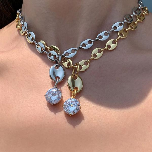 pendant necklaces unusual circle rhinestone pig nose chunky chain necklace for women girls stylish metallic hollow out jewelry, Silver
pendant necklaces unusual circle rhinestone pig nose chunky chain necklace for women girls stylish metallic hollow out jewelry, Silver