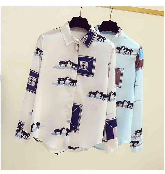women's blouses & shirts 2021 autumn fashions elegant female printing long sleeves c324, White
women's blouses & shirts 2021 autumn fashions elegant female printing long sleeves c324, White