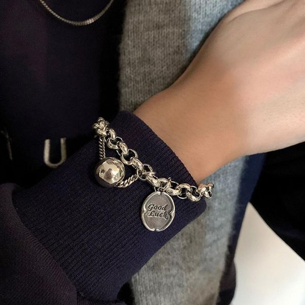 link, chain korean version retro ggood luck hangtag bracelet female round ball hhip hop cool style fashion temperament hand accessories, Black
link, chain korean version retro ggood luck hangtag bracelet female round ball hhip hop cool style fashion temperament hand accessories, Black