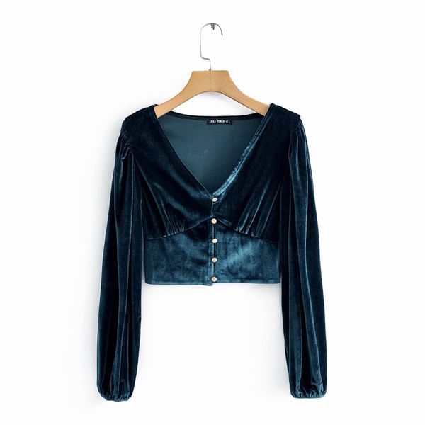 vintage woman velvet v neck short fashion ladies autumn single breasted blouse female chic long sleeve 210515, White
vintage woman velvet v neck short fashion ladies autumn single breasted blouse female chic long sleeve 210515, White