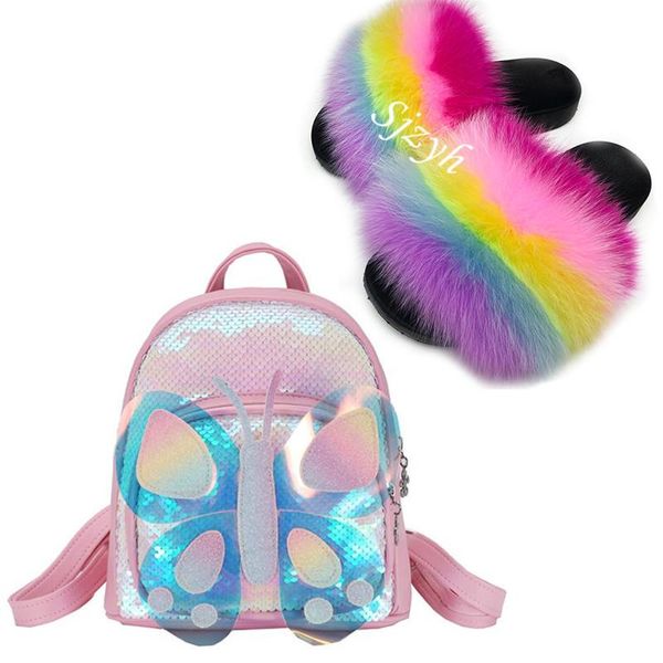 wholesale girl' fur slides cartoon school bag shoes sets kids fluffy slippers children' butterfly bling backpack slipper, Black;grey
wholesale girl' fur slides cartoon school bag shoes sets kids fluffy slippers children' butterfly bling backpack slipper, Black;grey