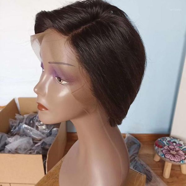 pixie cut wig short lace front wigs brazilian straight 13x4 remy side part human hair 150% for black women1, Black;brown
pixie cut wig short lace front wigs brazilian straight 13x4 remy side part human hair 150% for black women1, Black;brown