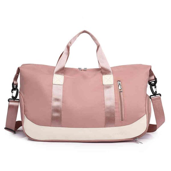 travel bag business trip short distance women's and men's one shoulder portable shoes large capacity fashion sports luggage fitnes, Blue;pink