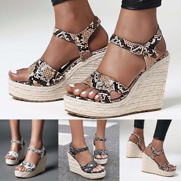 sandals sagace women shoes snake print leather open toe straw wedges buckle strap platform summer fashion female1, Black
sandals sagace women shoes snake print leather open toe straw wedges buckle strap platform summer fashion female1, Black
