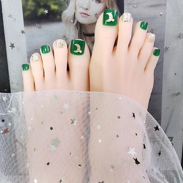 fake nails square toenails with moon decor adhesive/wearable extension for toe nail artist green & slivery dl false, Red;gold
fake nails square toenails with moon decor adhesive/wearable extension for toe nail artist green & slivery dl false, Red;gold