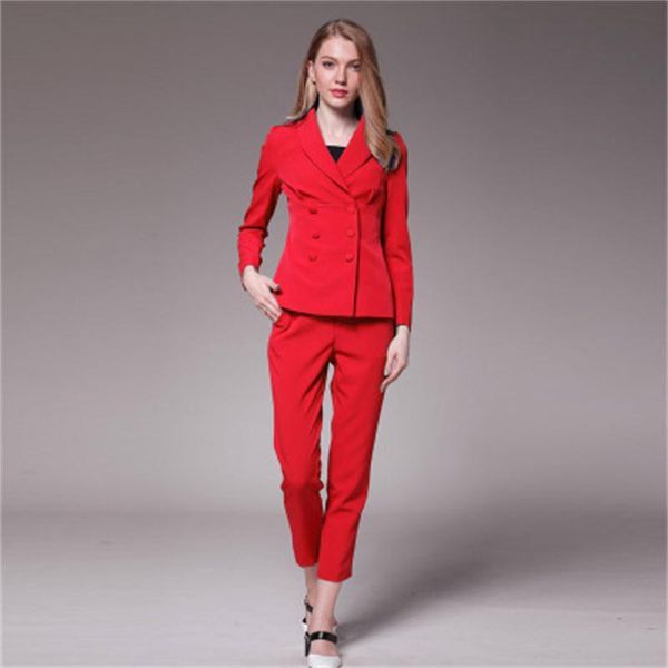 women's suits & blazers fashion spring/autumn women red/blue professional suit ladies double breasted jacket leisure pants two pieces/1, White;black
women's suits & blazers fashion spring/autumn women red/blue professional suit ladies double breasted jacket leisure pants two pieces/1, White;black