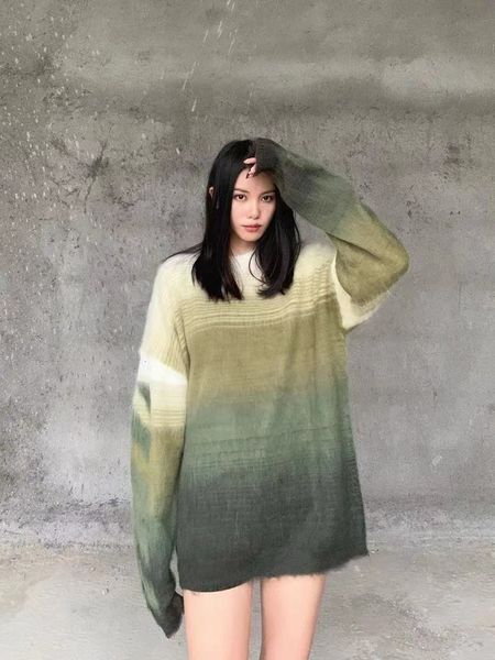 off style white new chunyuan gradient effect mohair round neck long sleeve knitted sweater for men and women, White;black
off style white new chunyuan gradient effect mohair round neck long sleeve knitted sweater for men and women, White;black