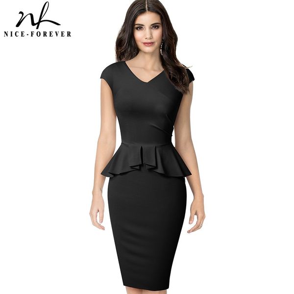 nice-forever elegant solid color office work vestidos business formal party women peplum bodycon dress b580 210419, White
nice-forever elegant solid color office work vestidos business formal party women peplum bodycon dress b580 210419, White