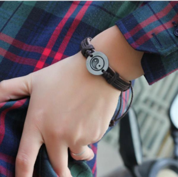 charm bracelets trendy yin and yang alloy bracelet leather braided brown men's retro for men pulsera, Golden;silver
charm bracelets trendy yin and yang alloy bracelet leather braided brown men's retro for men pulsera, Golden;silver