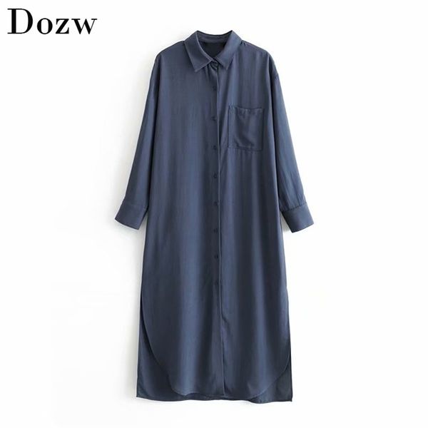 casual women straight long shirt dress elegant ladies turn down solid buttons split loose pocket midi es vestidos 210515, Black;gray
casual women straight long shirt dress elegant ladies turn down solid buttons split loose pocket midi es vestidos 210515, Black;gray