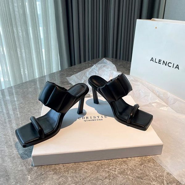 dress shoes women's slippers are fashionable and versatile in summer. 2021 summer one-line high-heeled thin heel sandals, Black
dress shoes women's slippers are fashionable and versatile in summer. 2021 summer one-line high-heeled thin heel sandals, Black