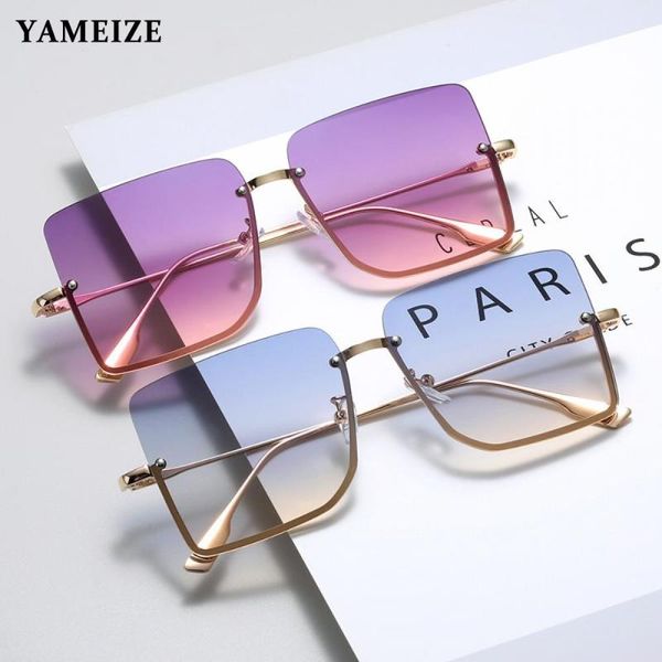 sunglasses metal semi-rimless women retro oversized square sun glasses vintage female lady fashion rimless eyewear, White;black
sunglasses metal semi-rimless women retro oversized square sun glasses vintage female lady fashion rimless eyewear, White;black