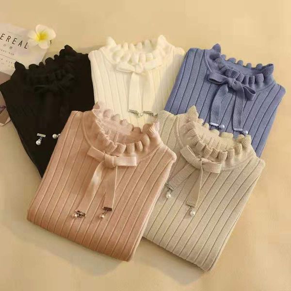 sweater female spring korean lace-up beading bow collar women clothing fashion ruffled pullovers 200h 210420, White;black
sweater female spring korean lace-up beading bow collar women clothing fashion ruffled pullovers 200h 210420, White;black