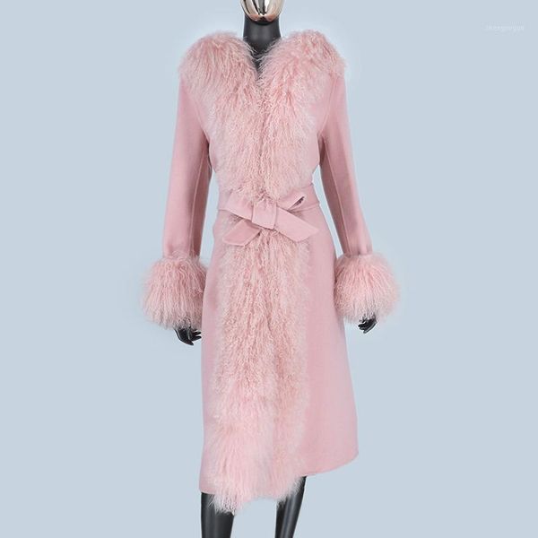 women's wool & blends bluenessfair 2021 real fur coat winter jacket women natural mongolia sheep collar cashmere x-long outerwear, Black
women's wool & blends bluenessfair 2021 real fur coat winter jacket women natural mongolia sheep collar cashmere x-long outerwear, Black