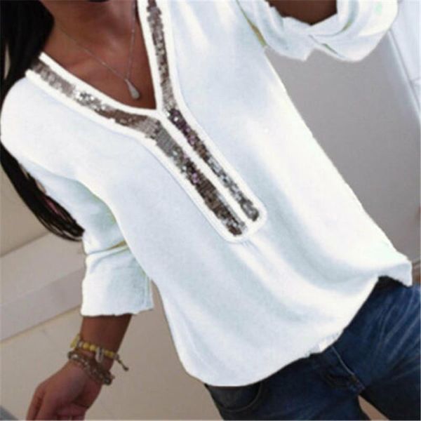 plus size womens blouses women v neck long sleeve chiffon shirt casual loose sequin sequined summer fashion ladies blouse, White
plus size womens blouses women v neck long sleeve chiffon shirt casual loose sequin sequined summer fashion ladies blouse, White