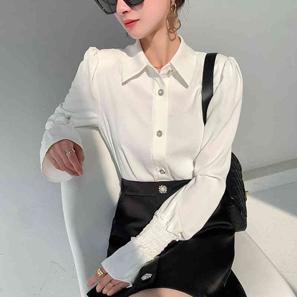 women white slim simple personality blouse lapel long flare sleeve loose shirt fashion spring summer 2f0391 210510
women white slim simple personality blouse lapel long flare sleeve loose shirt fashion spring summer 2f0391 210510