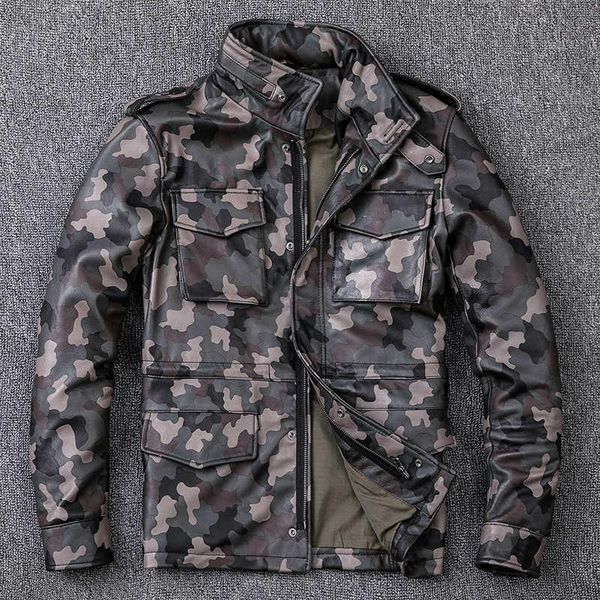 men's leather & faux hunting m65 genuine jacket men long windbreaker sheepskin stand collar motorcycle biker winter coat, Black
men's leather & faux hunting m65 genuine jacket men long windbreaker sheepskin stand collar motorcycle biker winter coat, Black