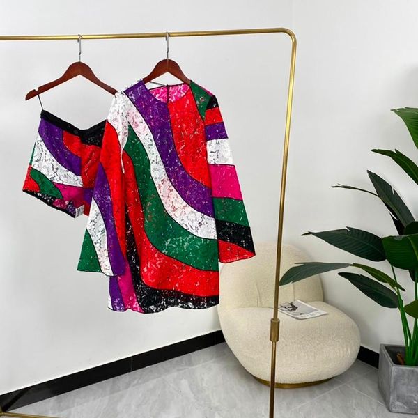 women's tracksuits 2021 summer women fashion hollow out embroidery colorful patchwork long sleeve blouse shorts set high quality, Gray
women's tracksuits 2021 summer women fashion hollow out embroidery colorful patchwork long sleeve blouse shorts set high quality, Gray