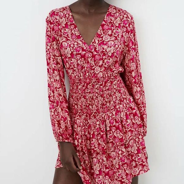 casual dresses red floral print women autumn vintage mini dress v-neck long sleeve elastic waist female elegant a-line office lady wear, Black;gray
casual dresses red floral print women autumn vintage mini dress v-neck long sleeve elastic waist female elegant a-line office lady wear, Black;gray