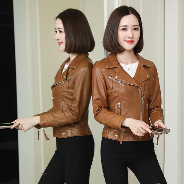 women's leather & faux genuine 200% jacket women clothes korean montone biker real sheepskin coat female short hiver sd44447766, Black
women's leather & faux genuine 200% jacket women clothes korean montone biker real sheepskin coat female short hiver sd44447766, Black