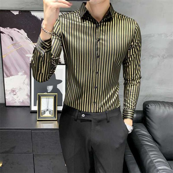 gold striped men shirts long sleeve chemise homme luxury dress shirt night club social party men clothing camisa masculina 210527, White;black
gold striped men shirts long sleeve chemise homme luxury dress shirt night club social party men clothing camisa masculina 210527, White;black