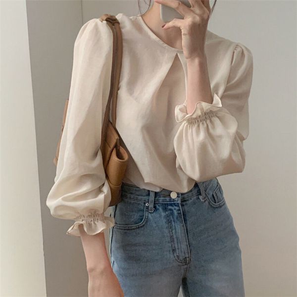 chic beige solid sweet fashion puff sleeves korean loose gentle high street casual streetwear stylish blouses 210421, White
chic beige solid sweet fashion puff sleeves korean loose gentle high street casual streetwear stylish blouses 210421, White