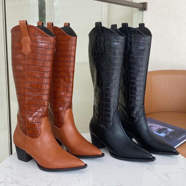 boots fashion 2021 pointed toe knee high women autumn winter shoes femals square heel british style ladies modern, Black
boots fashion 2021 pointed toe knee high women autumn winter shoes femals square heel british style ladies modern, Black