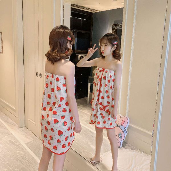 bathrobe summer cotton bath towel pajamas women's feeling wrap chest sweet lovely strawberry bra nightgown give headscarf
bathrobe summer cotton bath towel pajamas women's feeling wrap chest sweet lovely strawberry bra nightgown give headscarf