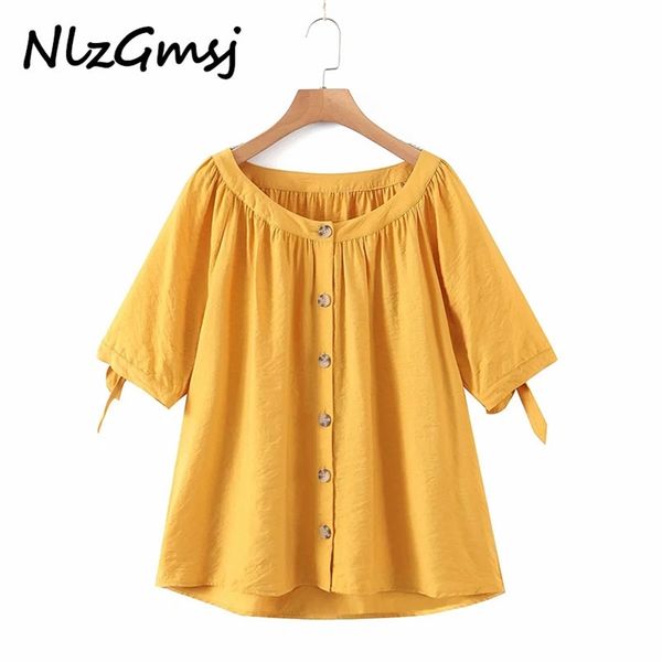 blouse women retro yellow oversized shirt bow short sleeve chic female 210628, White
blouse women retro yellow oversized shirt bow short sleeve chic female 210628, White