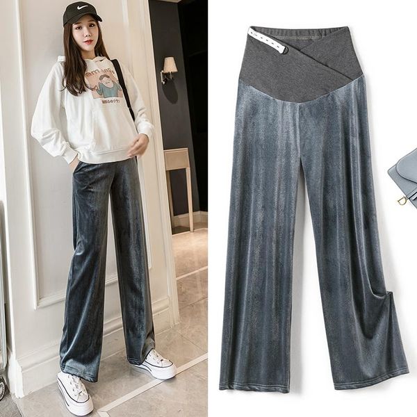 summer pregnant women's trousers spring and autumn wear thread wide leg pants loose fashion vertical maternity bottoms, White
summer pregnant women's trousers spring and autumn wear thread wide leg pants loose fashion vertical maternity bottoms, White