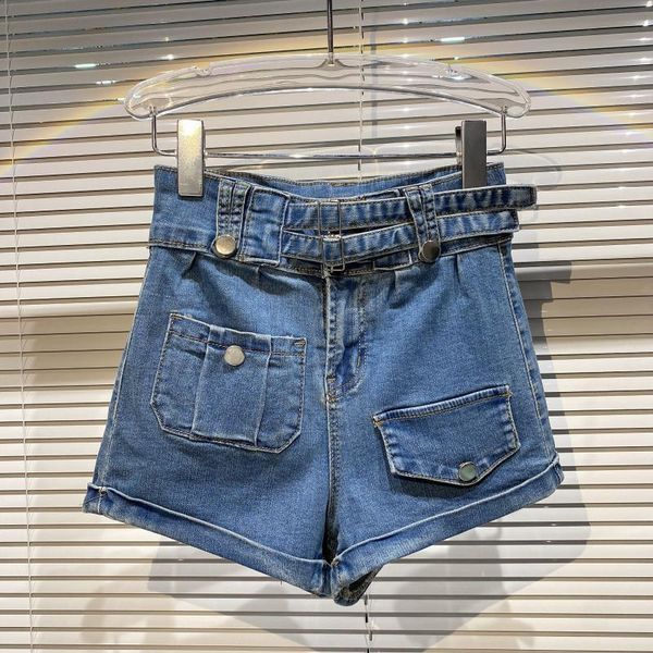 women punk style straight denim shorts solid color high waist double belt fashion spring summer 11b786 210525, White;black
women punk style straight denim shorts solid color high waist double belt fashion spring summer 11b786 210525, White;black