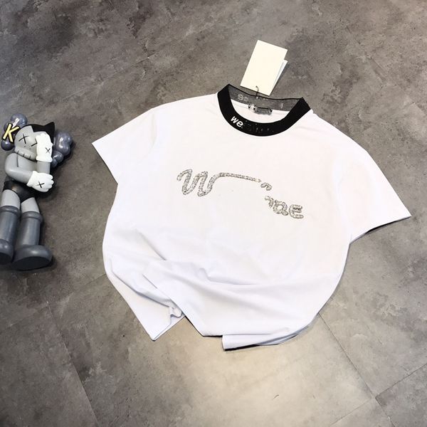 summer new product well hand sewing beaded letter thread neckline t-shirt loose blouse, White
summer new product well hand sewing beaded letter thread neckline t-shirt loose blouse, White