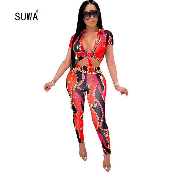 two piece dress black red print high street women 2 set casual clubwear turn-down collar short sleeve crop and leggings trousers, White
two piece dress black red print high street women 2 set casual clubwear turn-down collar short sleeve crop and leggings trousers, White