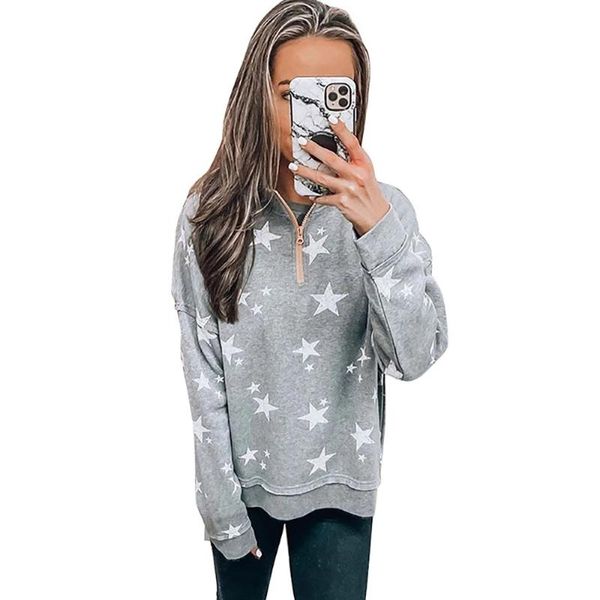 women's sweaters european and american autumn with winter casual round neck zipper pullover printed loose sweater, White;black
women's sweaters european and american autumn with winter casual round neck zipper pullover printed loose sweater, White;black
