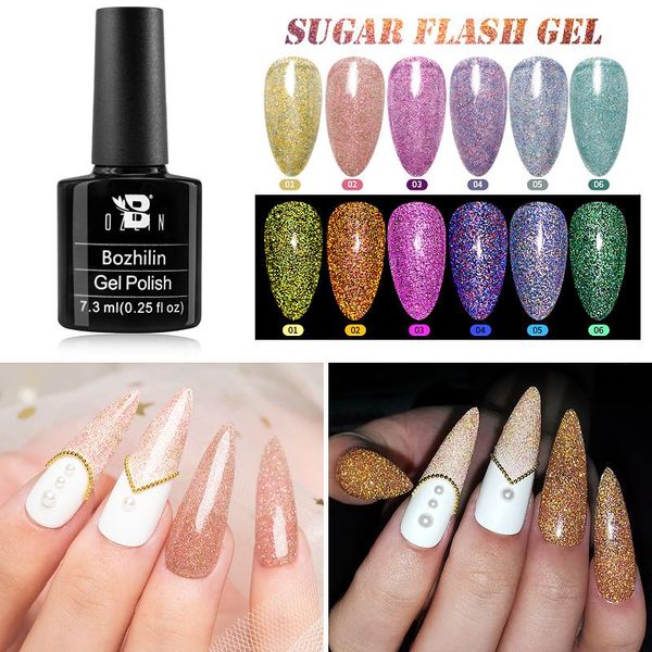 nail gel bozlin 6 colors sugar flash soak off led uv polish 7.3ml reflective glitter colorful diamond varnish shiny lacquers, Red;pink
nail gel bozlin 6 colors sugar flash soak off led uv polish 7.3ml reflective glitter colorful diamond varnish shiny lacquers, Red;pink